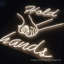 Wholesale hold hands led neon sign waterproof custom rgb led neon flex lighting neon logo sign for decoration